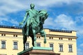 Norwegian Royal Palace Slottet and Statue of King Charles John Royalty Free Stock Photo