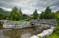 Rural landscape with grass on the rooftop of house, Hellesylt - Norway - Scandinavia Royalty Free Stock Photo