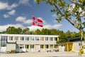 Norwegian school, in the middle of the mast flag of Norway