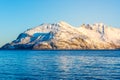 Norwegian Snow Mountains with Fjord close to Tromso Royalty Free Stock Photo