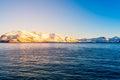 Norwegian Snow Mountains with Fjord close to Tromso Royalty Free Stock Photo