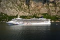 Norwegian Star at anchor in Kotor Bay Royalty Free Stock Photo