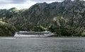 Norwegian Star at anchor in Kotor Bay Royalty Free Stock Photo