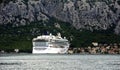 Norwegian Star at anchor in Kotor Bay Royalty Free Stock Photo