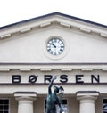 The Norwegian Stock Exchange with statue Royalty Free Stock Photo