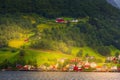 Norway village and fjord landscape Royalty Free Stock Photo