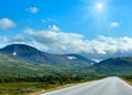 Norwegian sunshiny summer road near Dombas, Norge