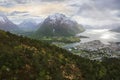 Aerial view of Norwegian town Aandalsnes