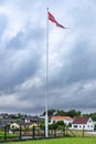 Norwegian triangle pennant flag blowing in the wind