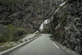 Norwegian Trollstigen Scenic Road with Stigfossen Waterfalls