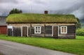 Norwegian grass roof house Royalty Free Stock Photo