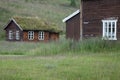 Norwegian typical grass roof country house