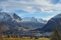 Norwegian valley in winter on a warm an friendly day