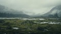 Norwegian Valley: A Delicately Rendered Landscape At Dusk