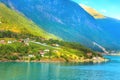 Norway fjord village landscape Royalty Free Stock Photo