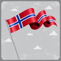 Norwegian wavy flag. Vector illustration. Royalty Free Stock Photo