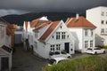 Typical Norwegian wooden house on a street in Bergen, Norway