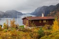 Norwegian wooden hut at Lysefjord