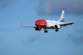 Norwegian Airplane landing At Dublin Airport Royalty Free Stock Photo