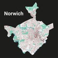 Norwich city map, administrative area Royalty Free Stock Photo