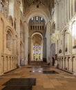 Norwich, Norfolk, UK, June 2021, view of the crossing and North Transcept from the South Transcept of Norwich Cathedral