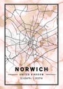 Norwich - United Kingdom Daphne Marble Map Royalty Free Stock Photo