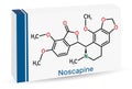 Noscapine molecule. It is non-sedating isoquinoline alkaloid used for its antitussive properties. Skeletal chemical formula. Paper Royalty Free Stock Photo