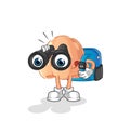 Nose with binoculars character. cartoon mascot vector