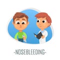 Nose bleeding medical concept. Vector illustration.