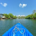 Nose of canoe floating