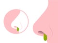 Nose with disgusting booger pictogram Royalty Free Stock Photo