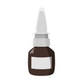 Nose drops in brown glass bottle. Realistic vector illustration.