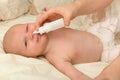 Nose drops for sick baby Royalty Free Stock Photo