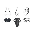 nose ear eye lips tongue vector icon of human senses illustration Royalty Free Stock Photo