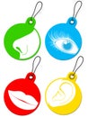 Nose, eye, mouth and ear pictogram tags collection