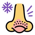 Nose frostbite icon, outline style