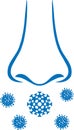 Nose infection icon, Nose icon, Nose pain blue vector icon. Royalty Free Stock Photo