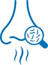 Nose infection icon, Nose icon, Nose pain blue vector icon.