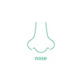 Nose line blue icon. Vector nose with inscription illustration isolated