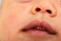 Nose and mouth of newborn baby boy Royalty Free Stock Photo