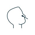 Nose pcr swab test for COVID-19, line icon. Nasal probe for fast analysis on check presence covid. Face man profile and Royalty Free Stock Photo