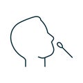 Nose pcr swab test for COVID-19, line icon. Nasal probe for fast analysis on check presence covid. Face man profile and Royalty Free Stock Photo