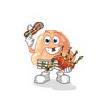 Nose scottish with bagpipes vector. cartoon character