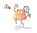 Nose smash at badminton cartoon. cartoon mascot vector