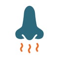 Nose and smell colored icon. Breath, inhalation pleasant aroma, sense of smell symbol