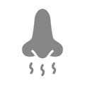 Nose and smell grey icon. Breath sense of smell symbol