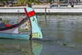 Nose of traditional gondola on the canals of Aveiro, Portugal