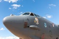 Nose of United States Air Force USAF Boeing B-52H Stratofortress strategic bomber aircraft 61-0015 from Barksdale Air Force Ba