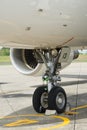 Nose wheel of commercial airliner