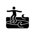 Noseriding surfing technique black glyph icon